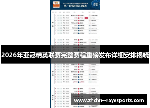 2026年亚冠精英联赛完整赛程重磅发布详细安排揭晓